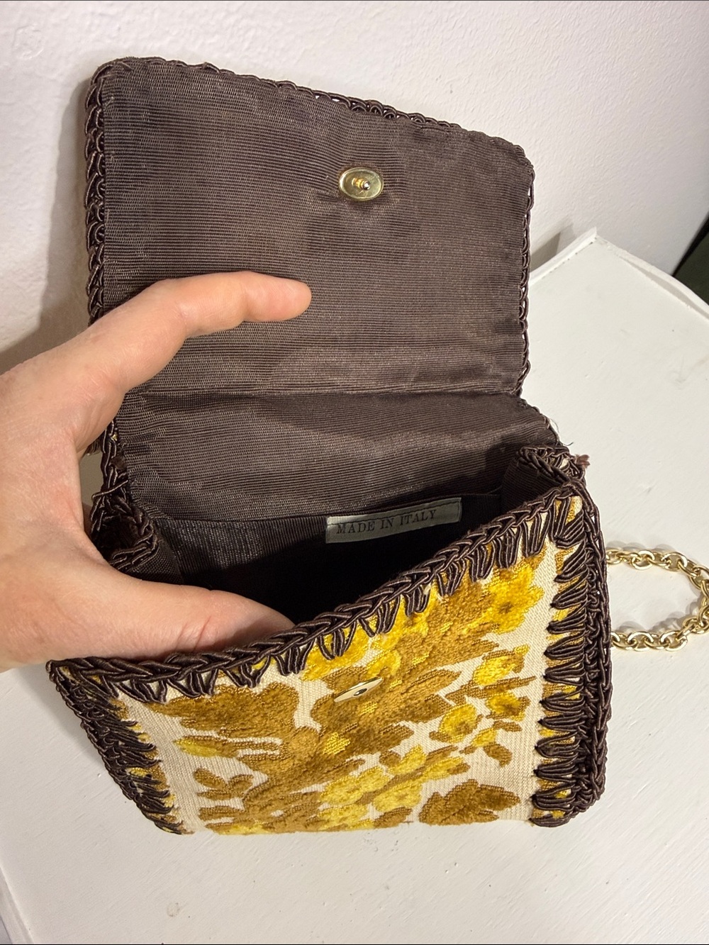 Vintage 60s Italian Floral Tapestry shoulder purse - Picture 4 of 8